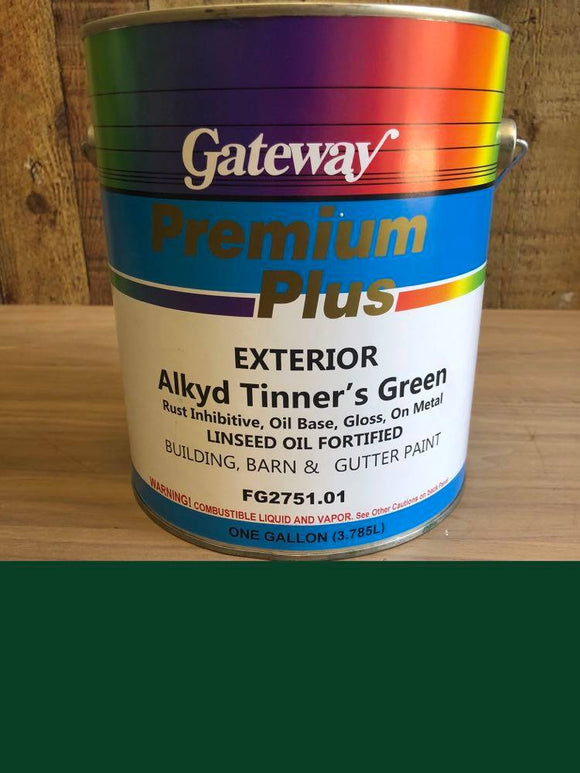 Gateway Premium Plus Exterior Alkyd Tinner's Green Oil Base Gloss Paint 1 Gallon